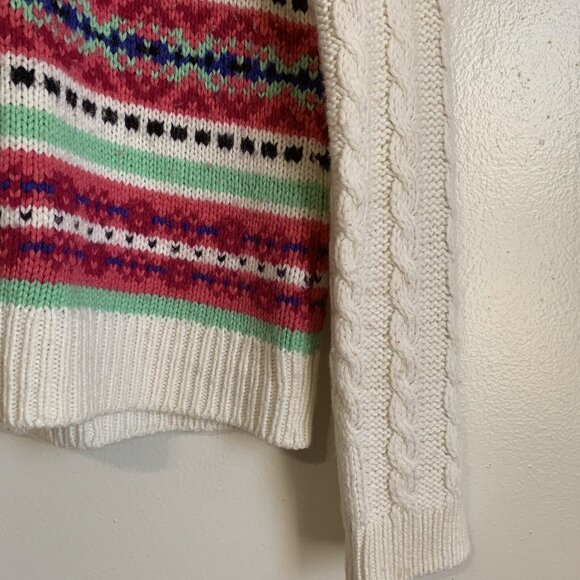 Talbots Women’s FAIR ISLE Wool Blend Sweater Medium Classic Cable Knit Nordic - Picture 4 of 7